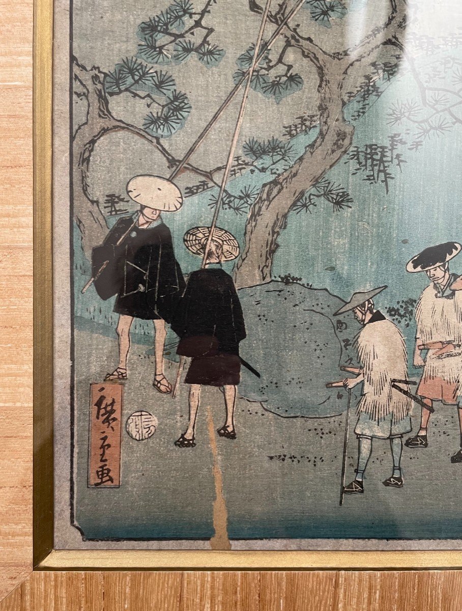 Japon, Trois Estampes d'Après Hiroshige, Vers 1840-photo-3