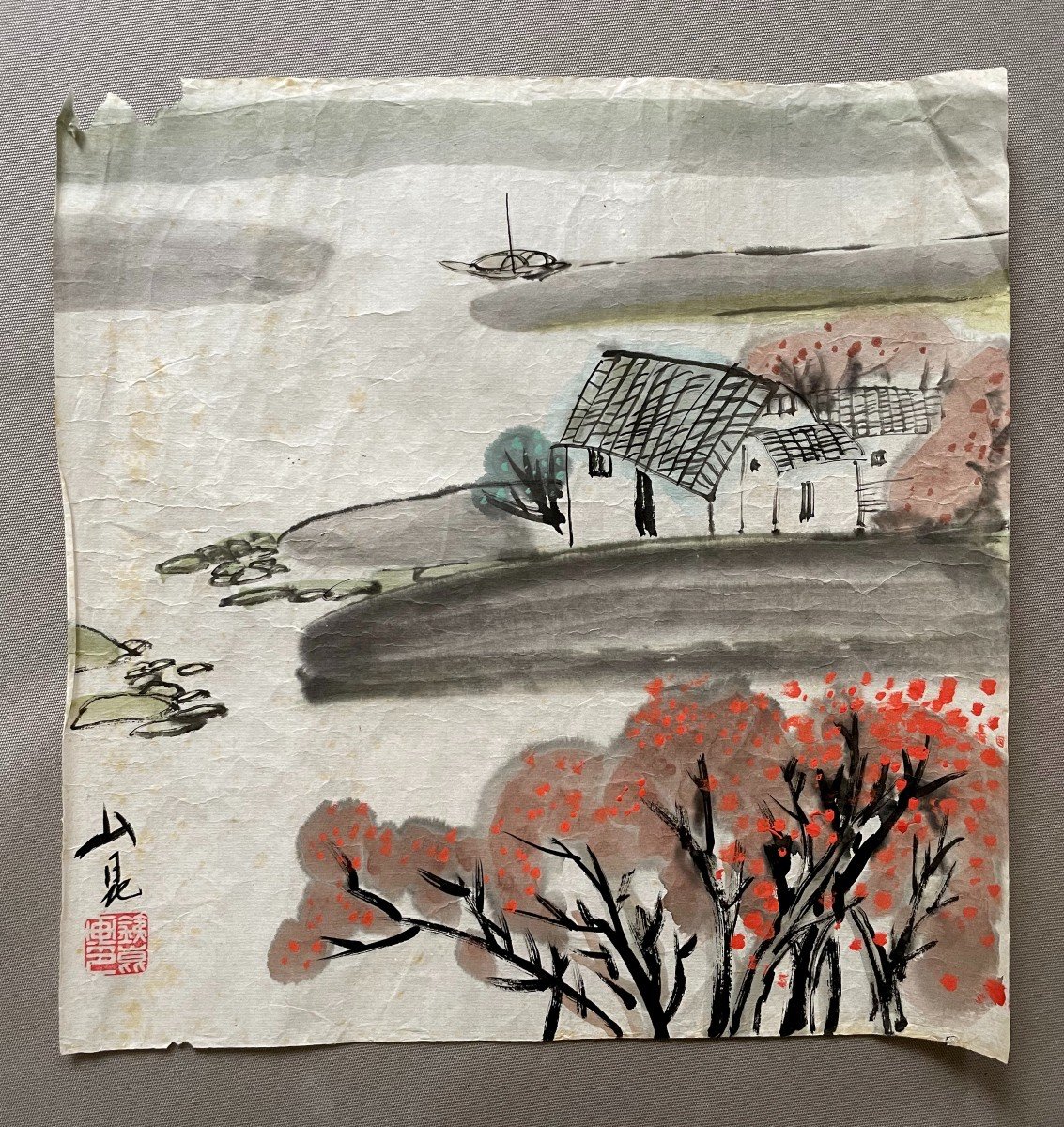 Painting On Silk Paper, Asia, 20th Century