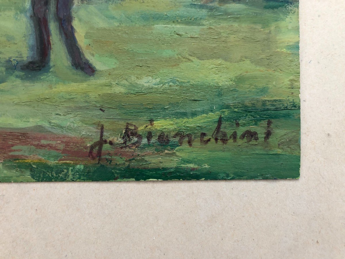 Young Boy With Ball, Oil On Cardboard, Signature To Be Identified-photo-3