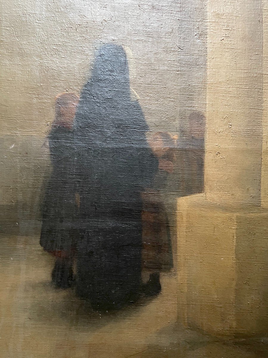 Paul Thomas, Intérieur d'Eglise, Huile Sur Toile-photo-5