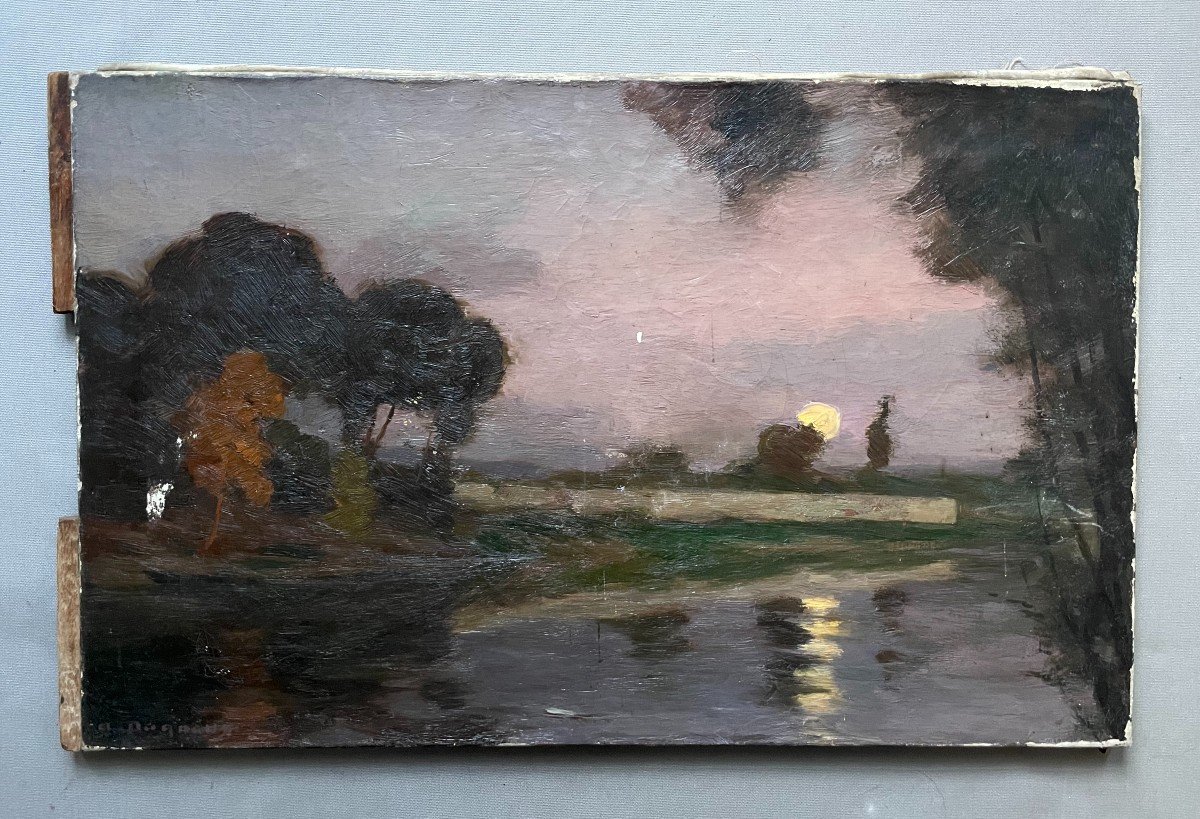 Albert Dagnaux, River Banks In The Moonlight-photo-2