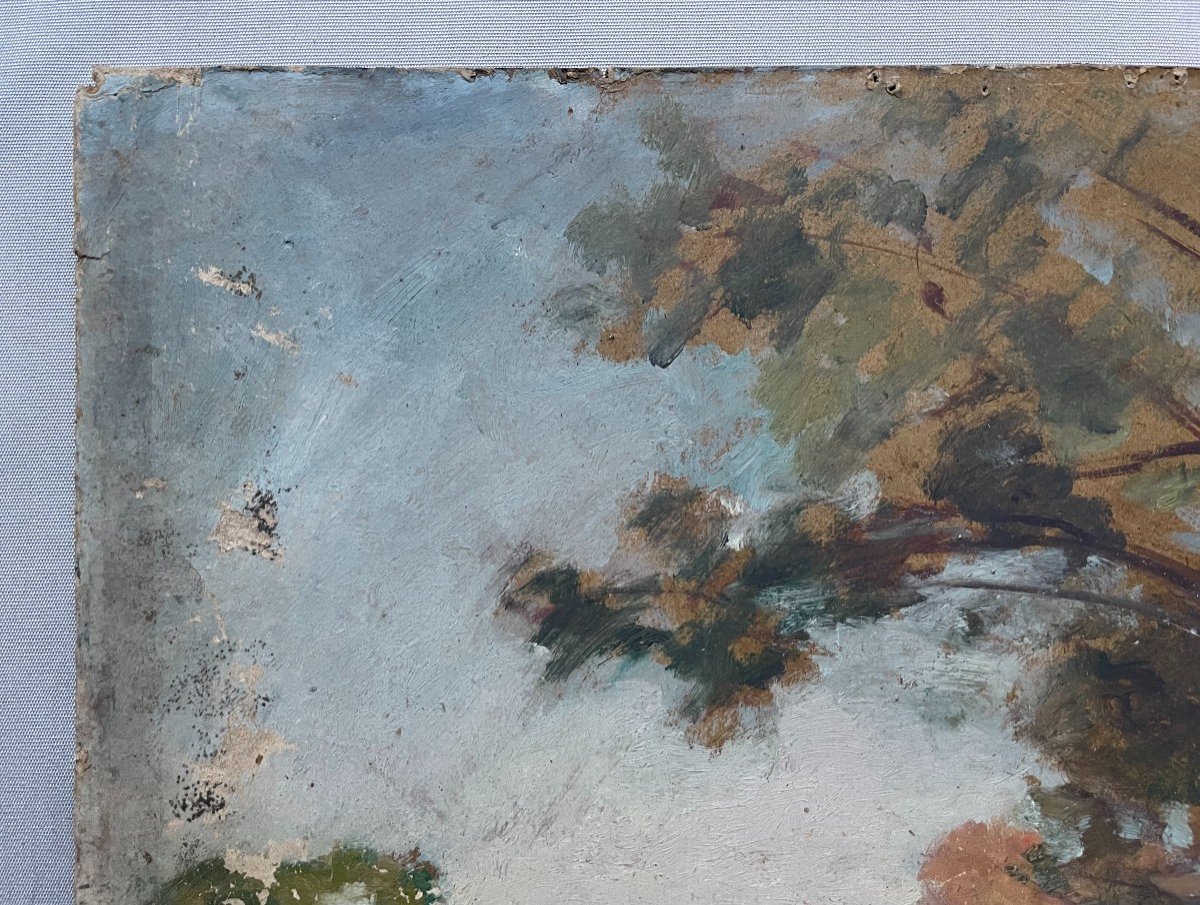 Albert Dagnaux, Paysage De Rivière, Huile Sur Carton à Restaurer -photo-3