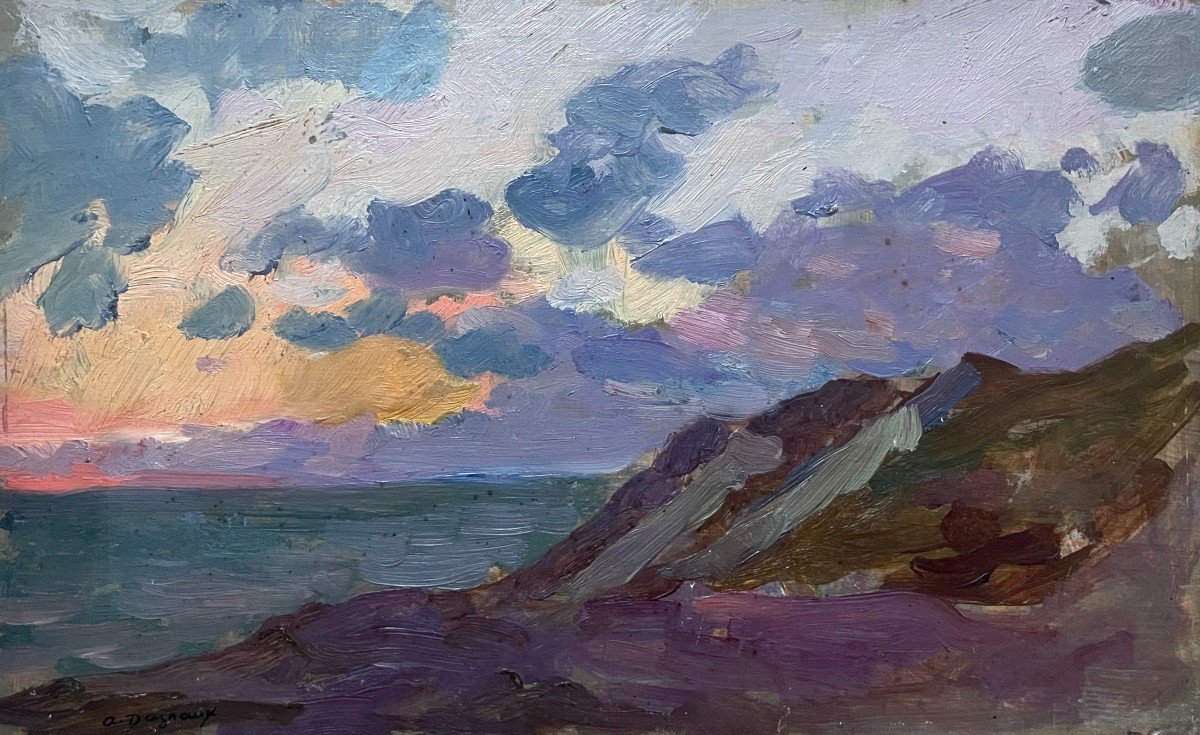 Albert Dagnaux, Brittany Coast, Oil On Panel 