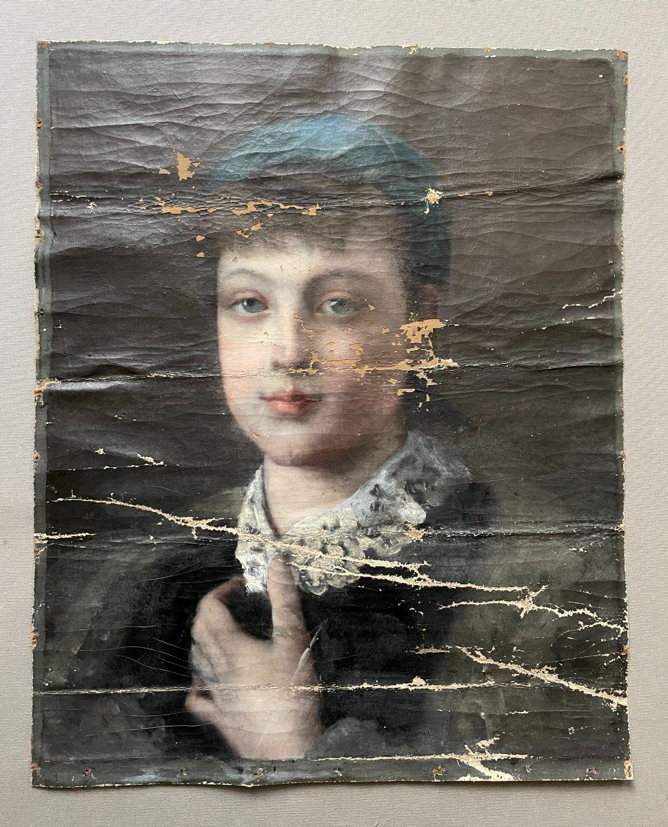 Portrait De Jeune Femme, Huile Sur Toile XIXe à Restaurer