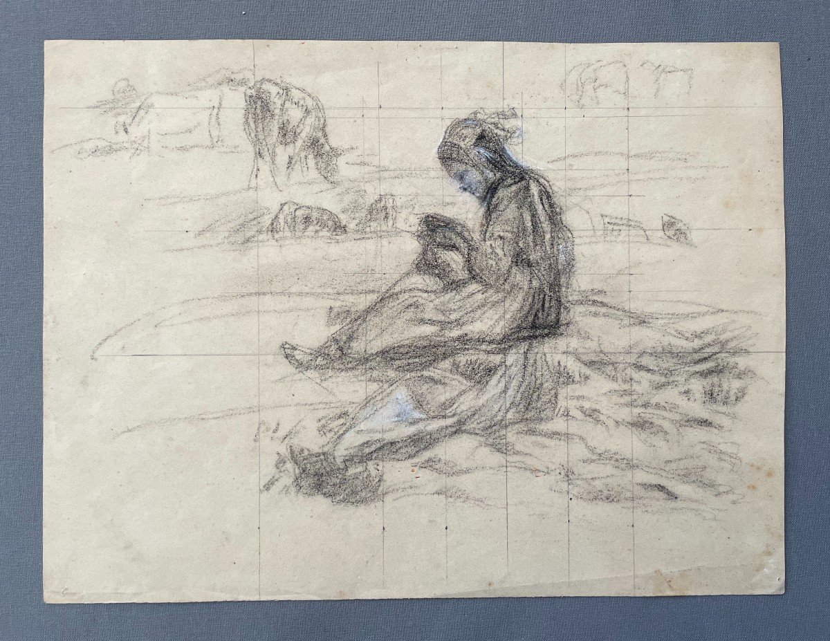 Peasant Woman, Drawing, Early 20th Century-photo-2