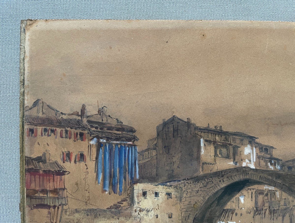 Léon Soulié, Cité Lacustre, Dessin Aquarellé-photo-4