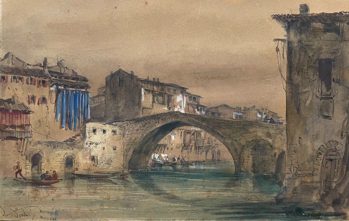 Léon Soulié, Cité Lacustre, Dessin Aquarellé