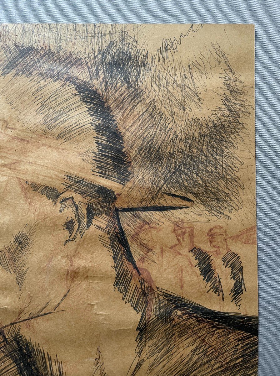 Portrait Of A Collier, Drawing Signed And Dated 74, Signature To Be Identified-photo-1