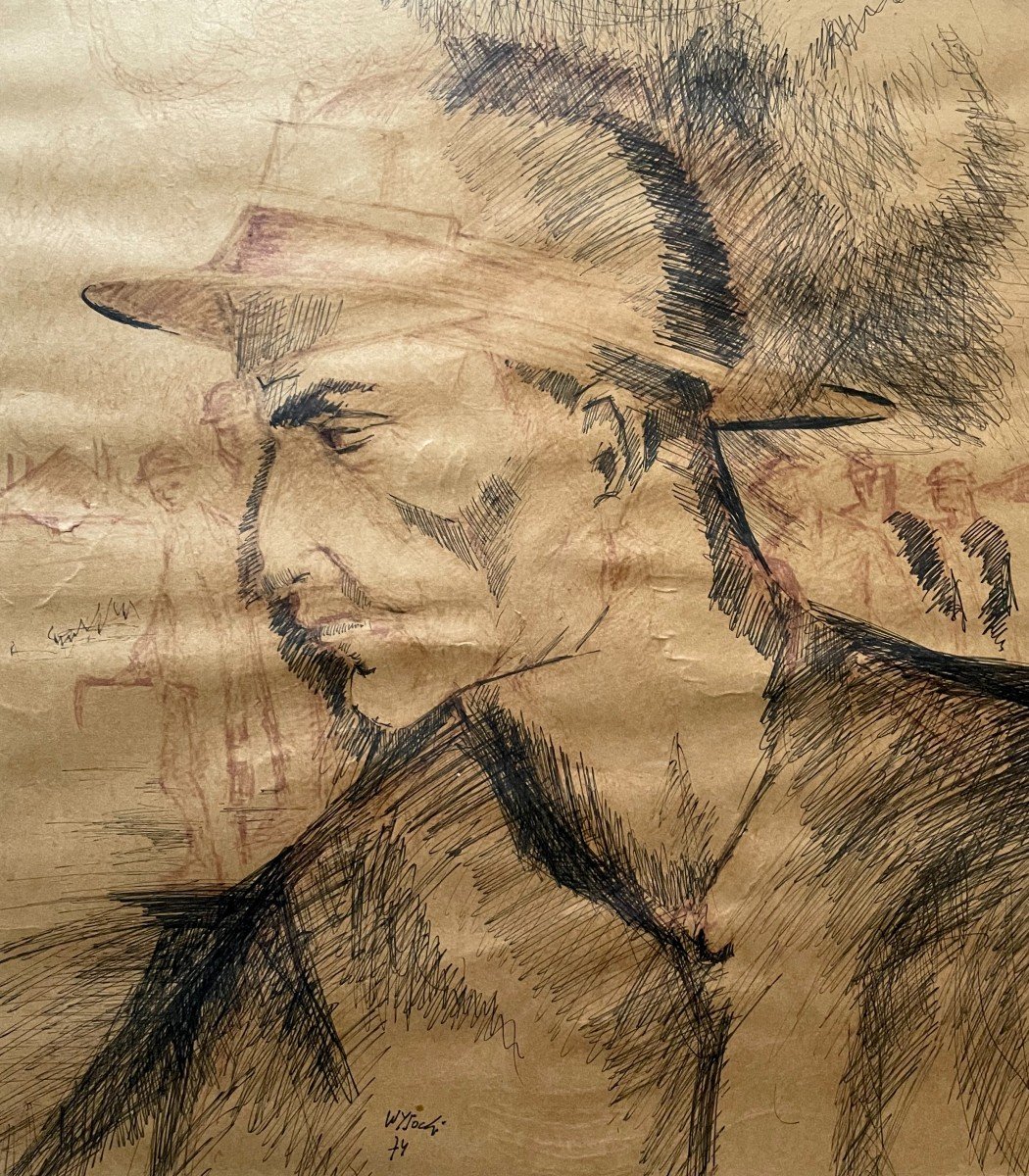 Portrait Of A Collier, Drawing Signed And Dated 74, Signature To Be Identified