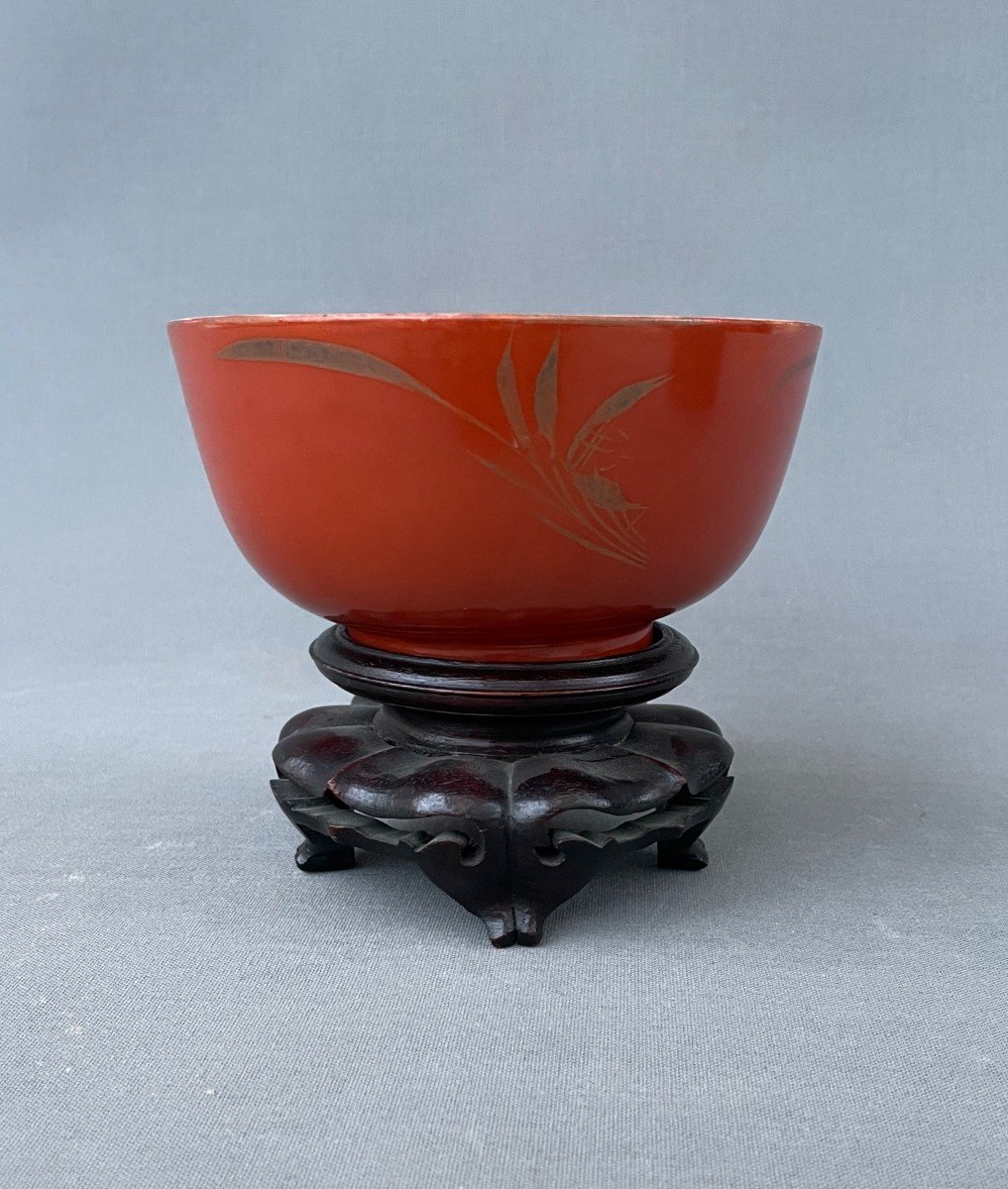 Coral Colored Porcelain Bowl, China, 19th Century