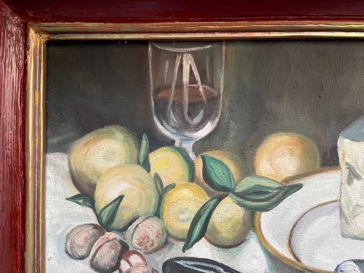 Still Life, Oil On Canvas, Mid-20th Century-photo-3