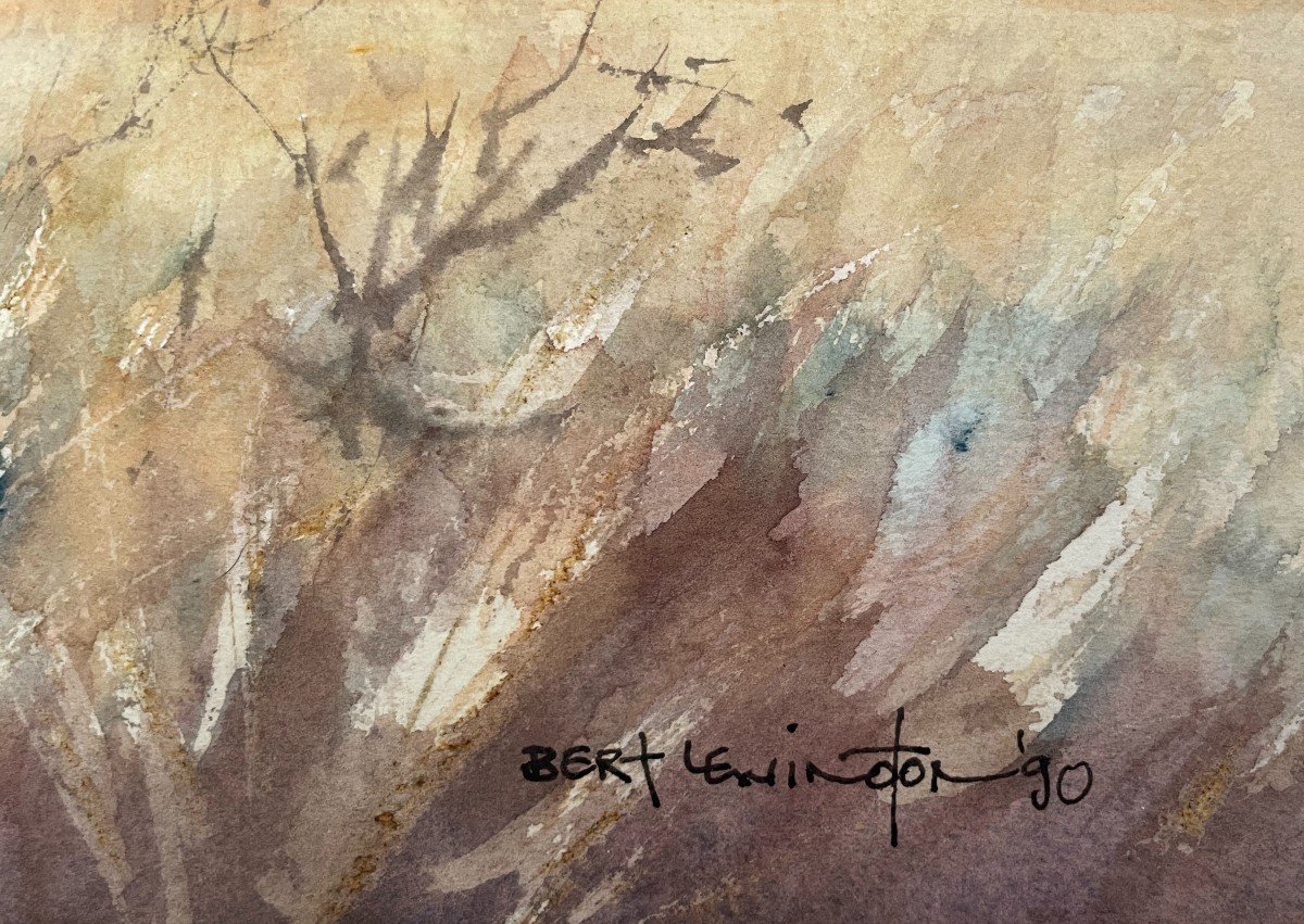 Bert Lewington, Elephants In The Savannah, Watercolor-photo-3