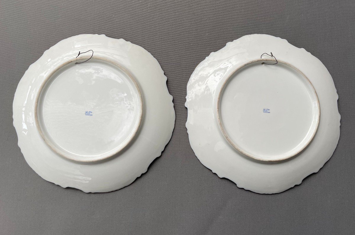 Limoges, Two Plates Signed Colot, Decorated With A Couple Of Shepherds-photo-2