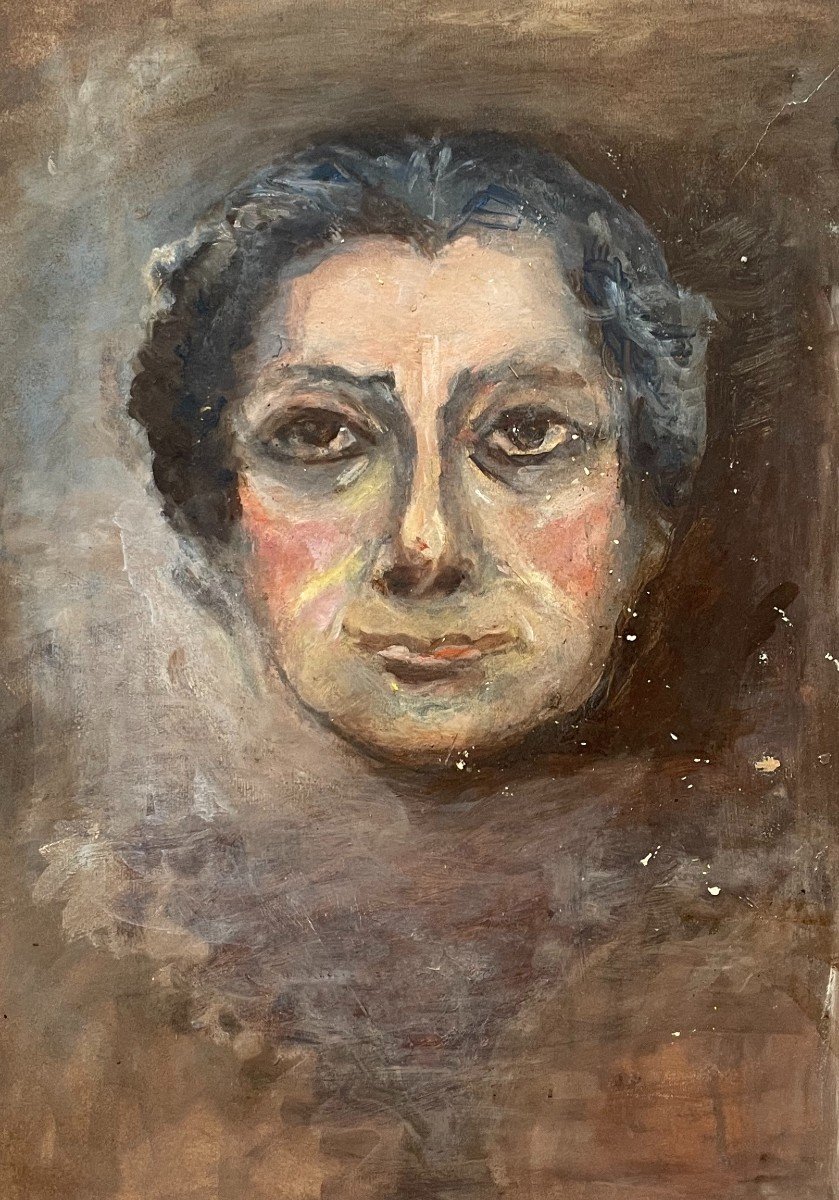 Portrait De Femme, Gouache, Début XXe