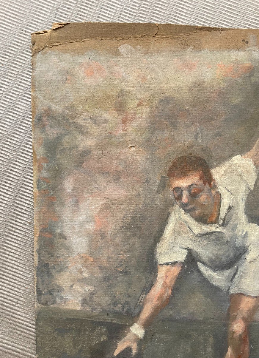 Tennis Player, Gouache, Early 20th Century-photo-2