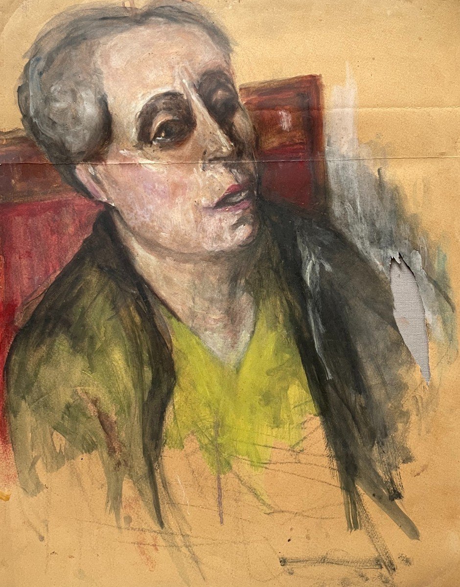 Portrait Of A Woman, Sketch, Gouache