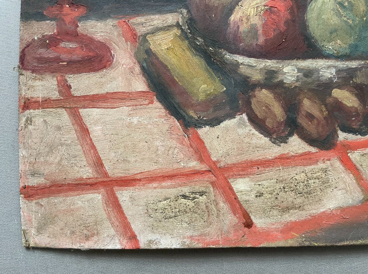 Still Life, Oil On Cardboard-photo-2