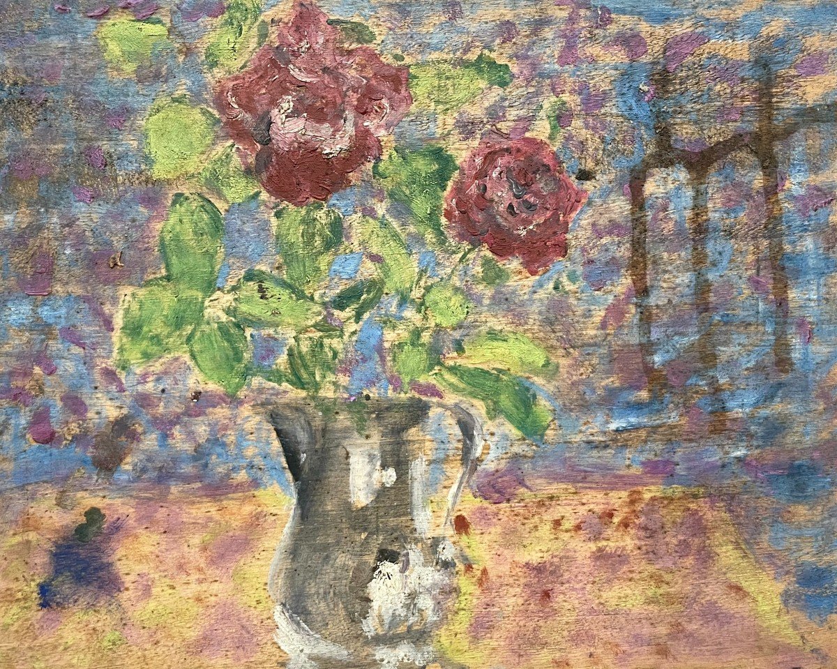 Bouquet Of Roses, Sketch, Oil On Panel