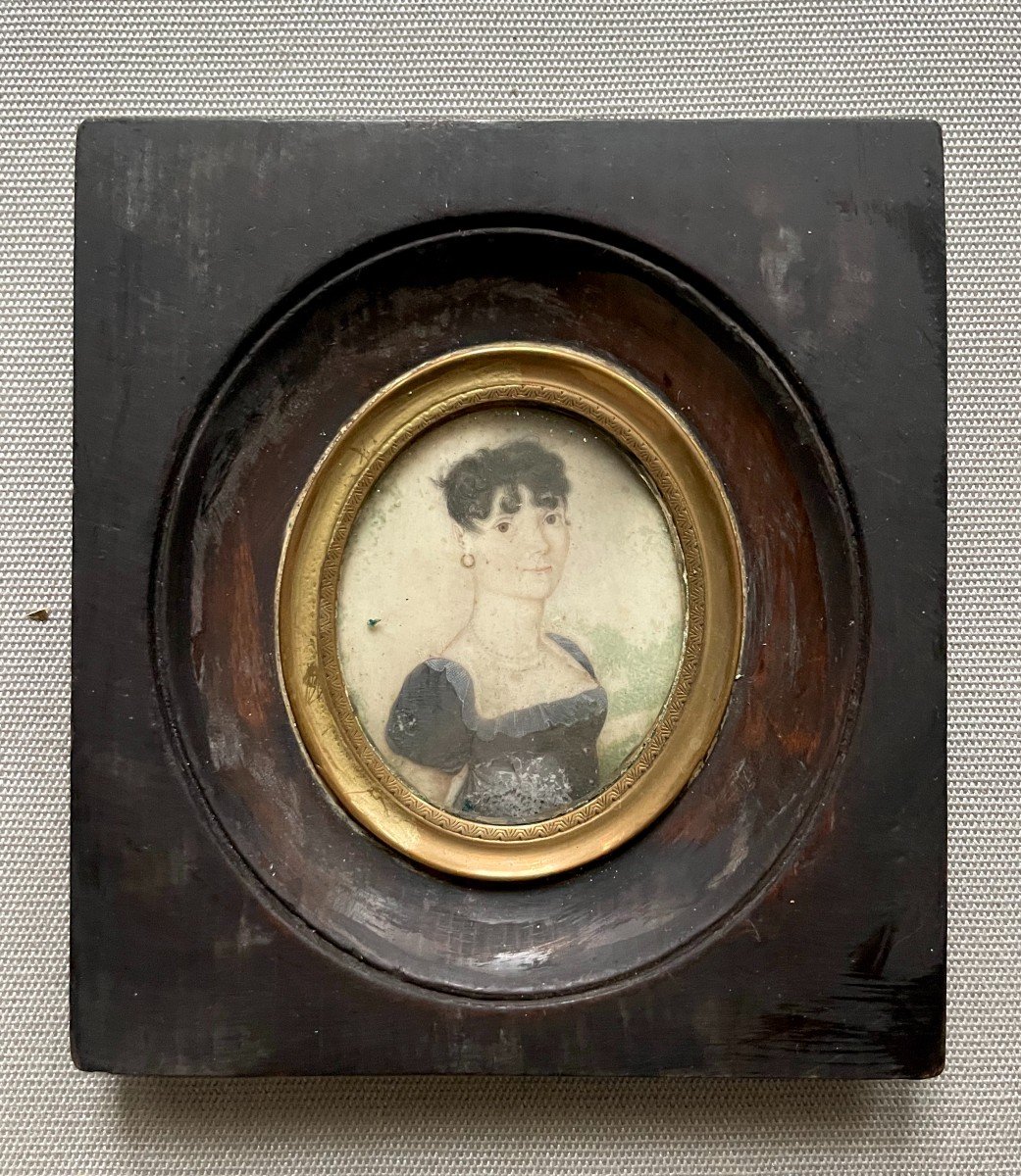 Pair Of Miniature Paintings, Early 19th Century-photo-2