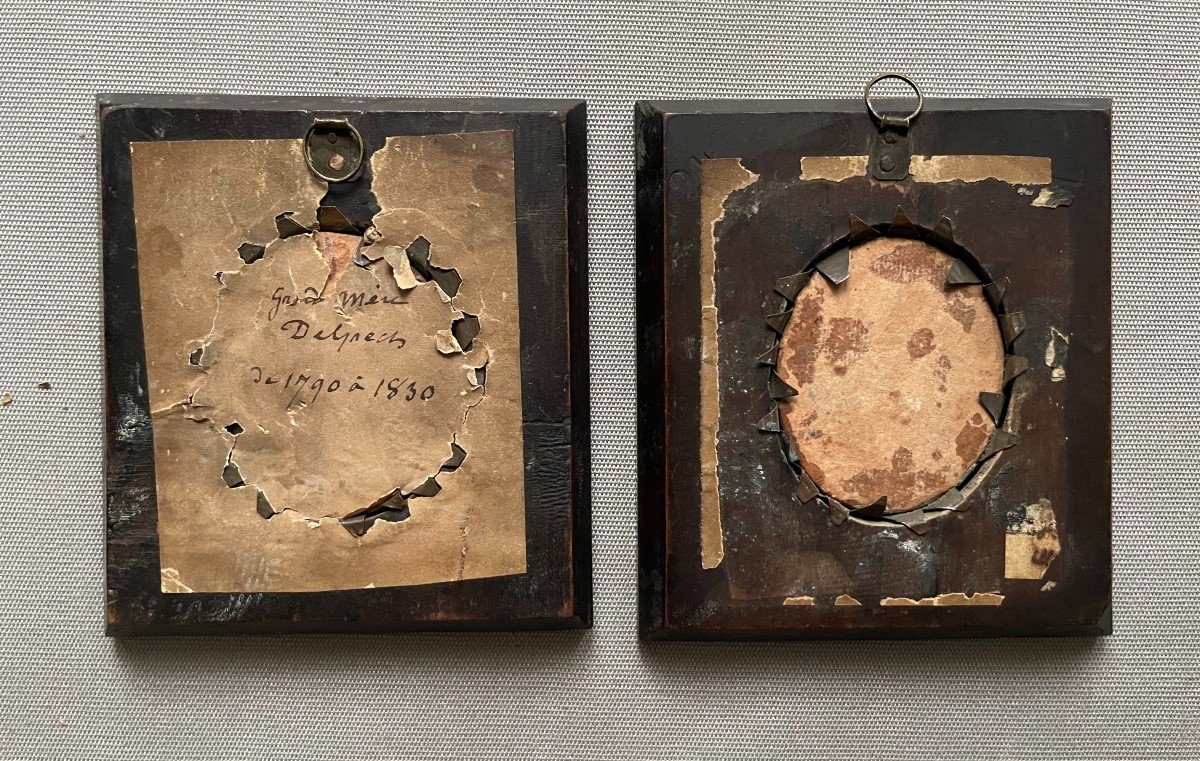 Pair Of Miniature Paintings, Early 19th Century-photo-2