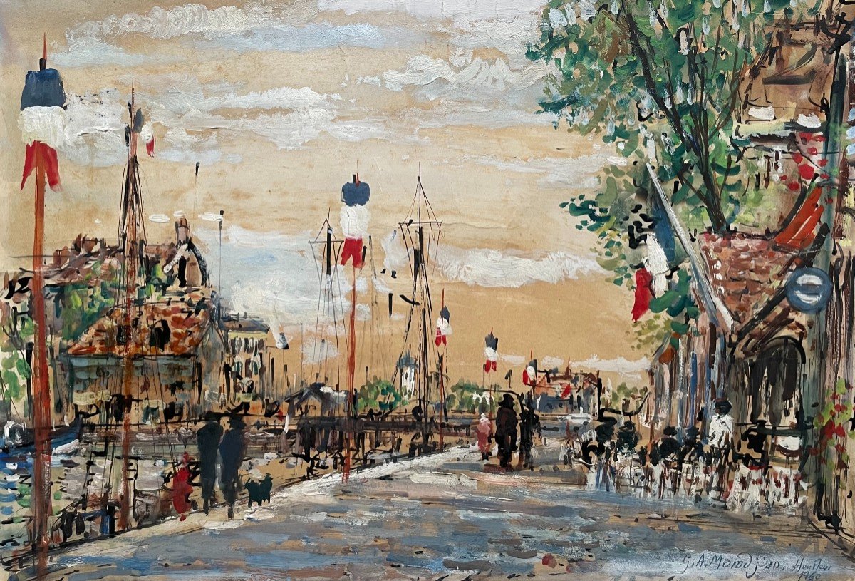 Garabed A. Momdjian, Honfleur, 1960, Gouache