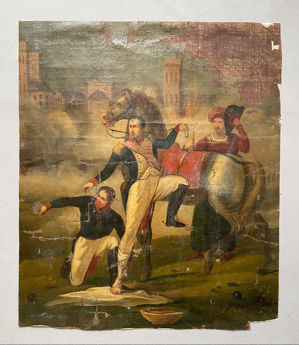 Napoleon Wounded At Rastisbon, Oil On Canvas To Be Restored