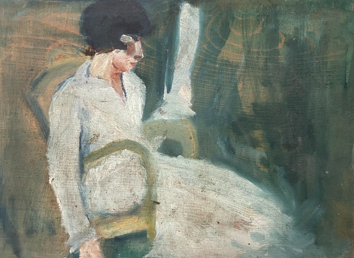 Woman On An Armchair, Sketch On Wood Panel