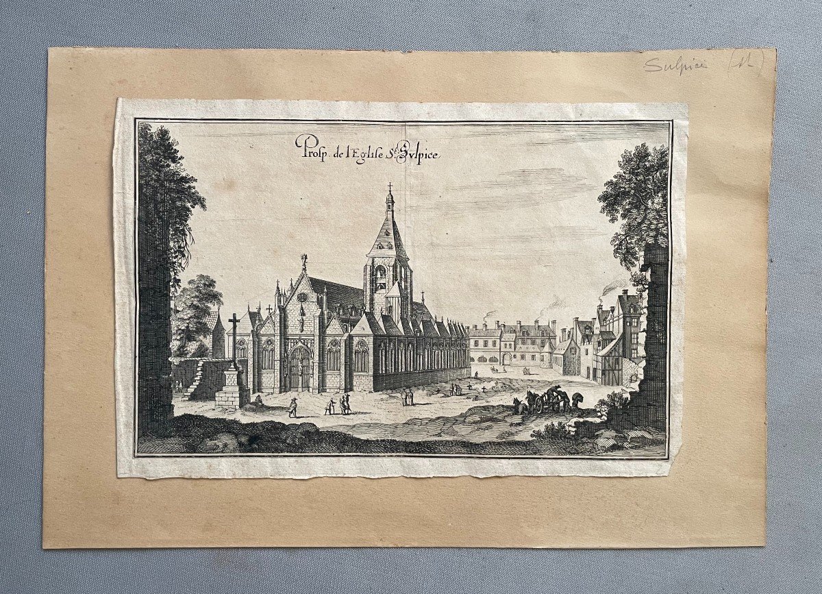 Saint Sulpice Church, Engraving, 18th Century Or Before-photo-2