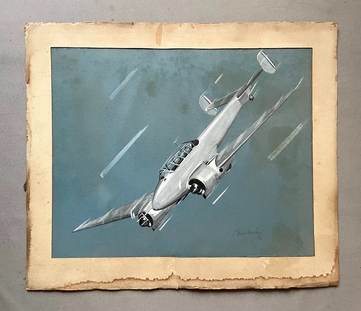 Plane, Potez, Gouache, Signature To Identify-photo-2