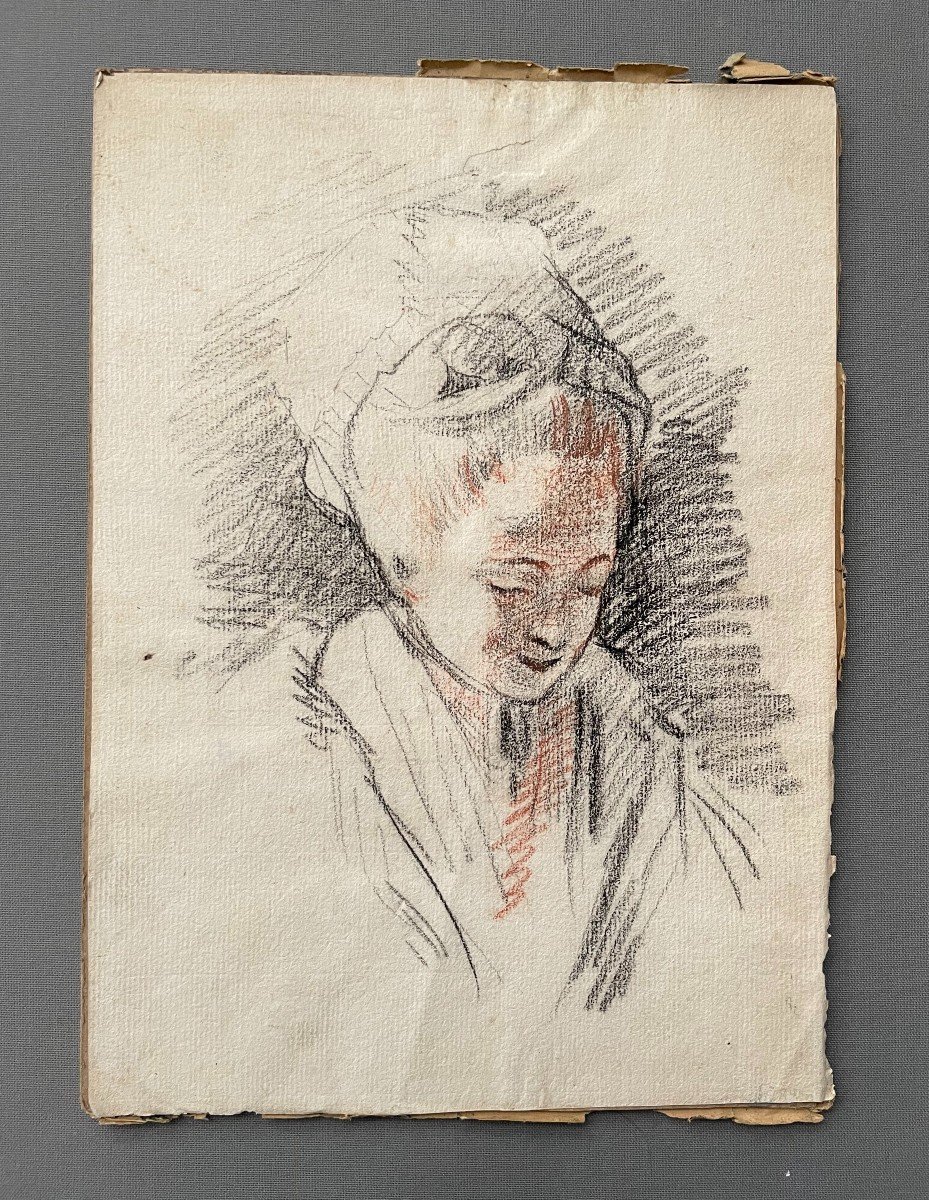 Portrait Of A Young Woman, Black Chalk And Red Chalk-photo-2