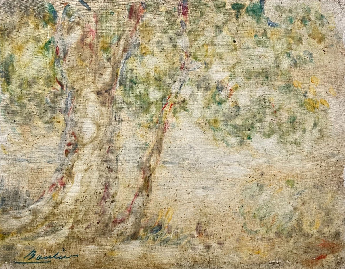 Lucien Boulier, Trees, Oil On Panel