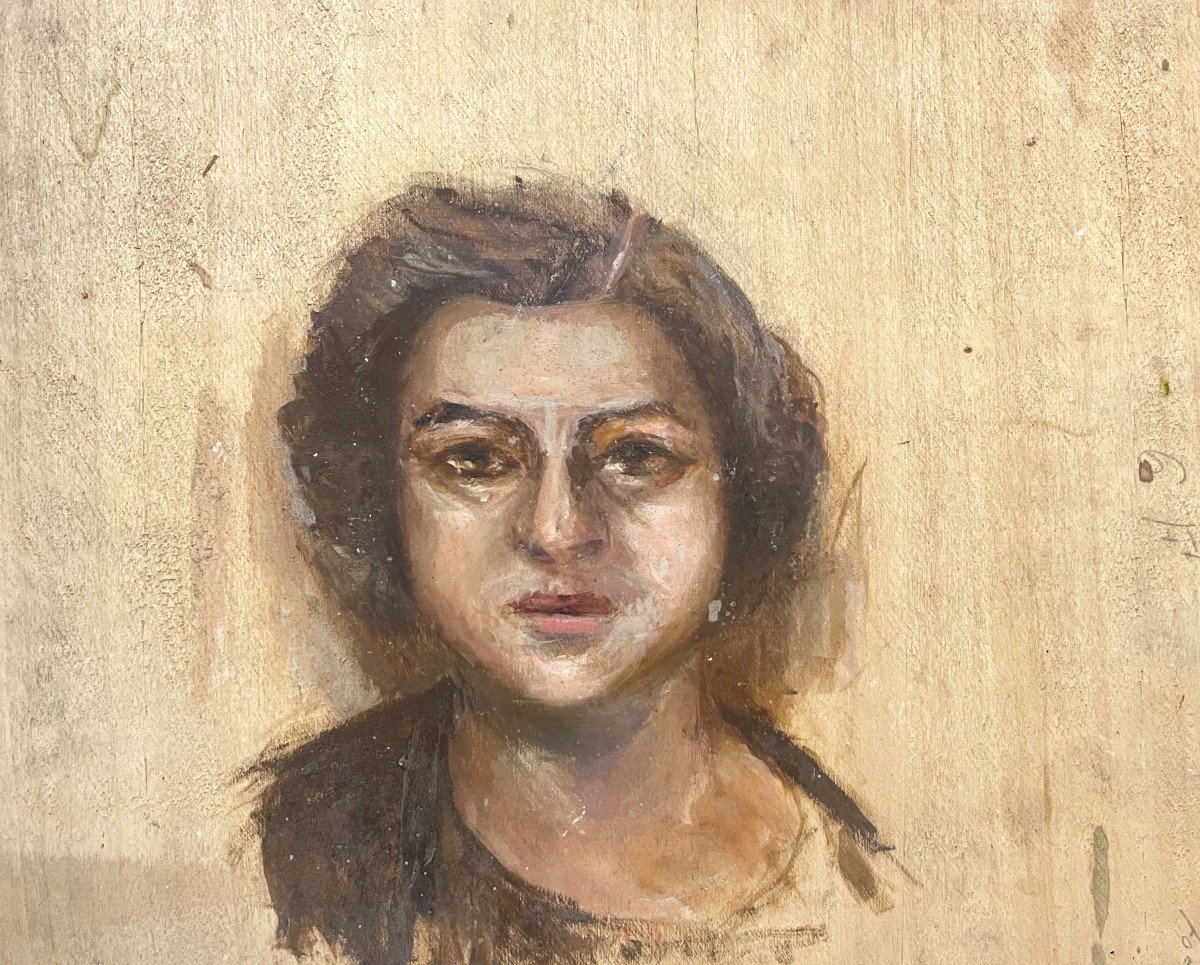 Portrait Of A Woman, Sketch On A Wood Panel