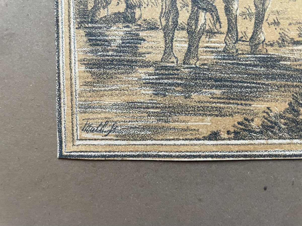 Peasant Scene, 19th Century Etching-photo-3