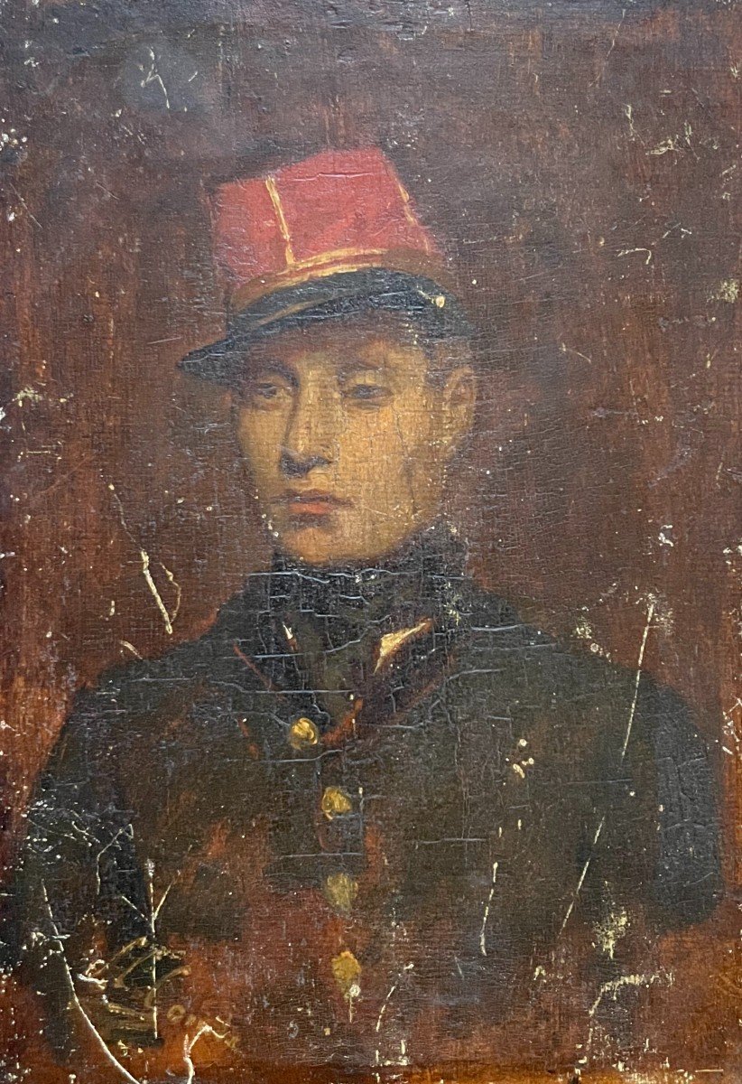 Portrait Of A Man In Uniform, Oil On Panel, Signature To Be Identified