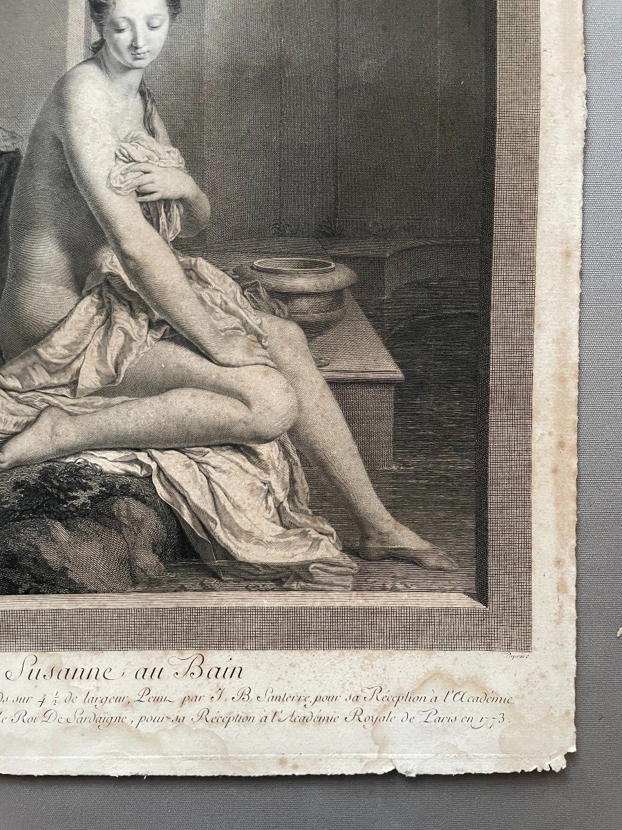 Suzanne Au Bain, Etching By Carlo Antonio Porporati, After Jean-baptiste Santerre -photo-4