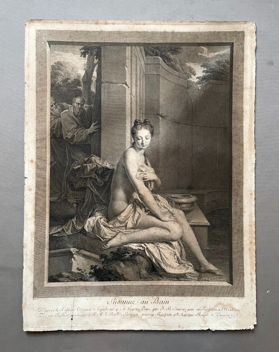 Suzanne Au Bain, Etching By Carlo Antonio Porporati, After Jean-baptiste Santerre 