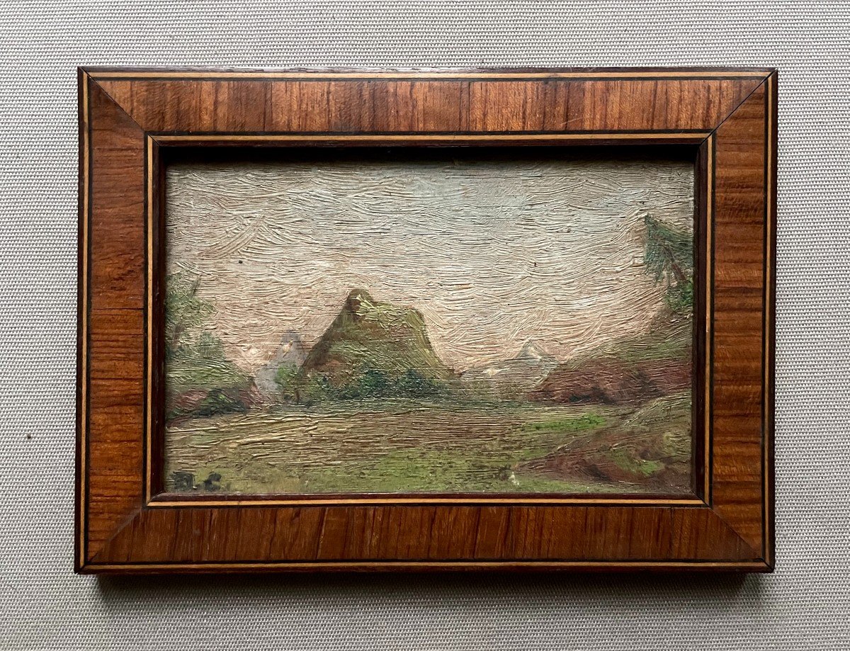 Paysage De Montagne, Huile Sur Panneau