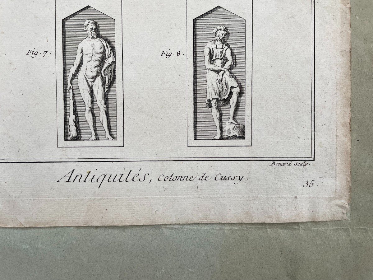 Antiques, Cussy Column, 18th Century Etching-photo-3