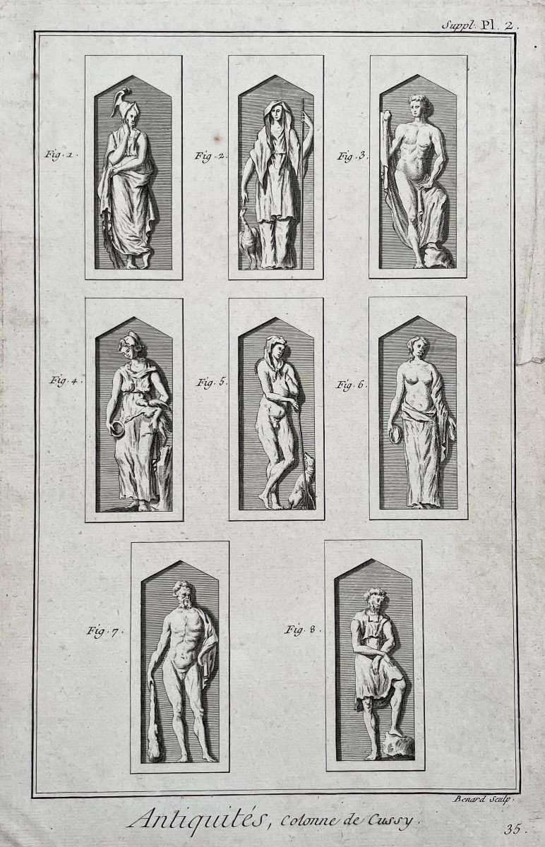 Antiques, Cussy Column, 18th Century Etching