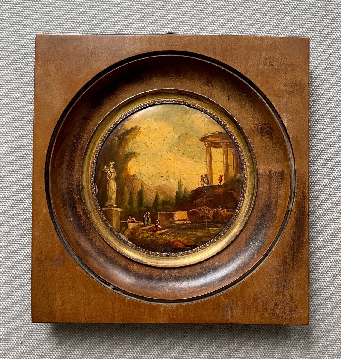 Ruines, Peinture Miniature d'Après Hubert Robert