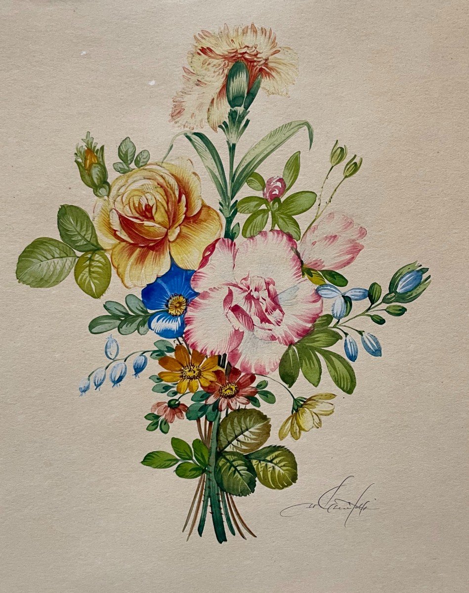 Vittorio Guidotti, Bouquet Of Flowers, Watercolor