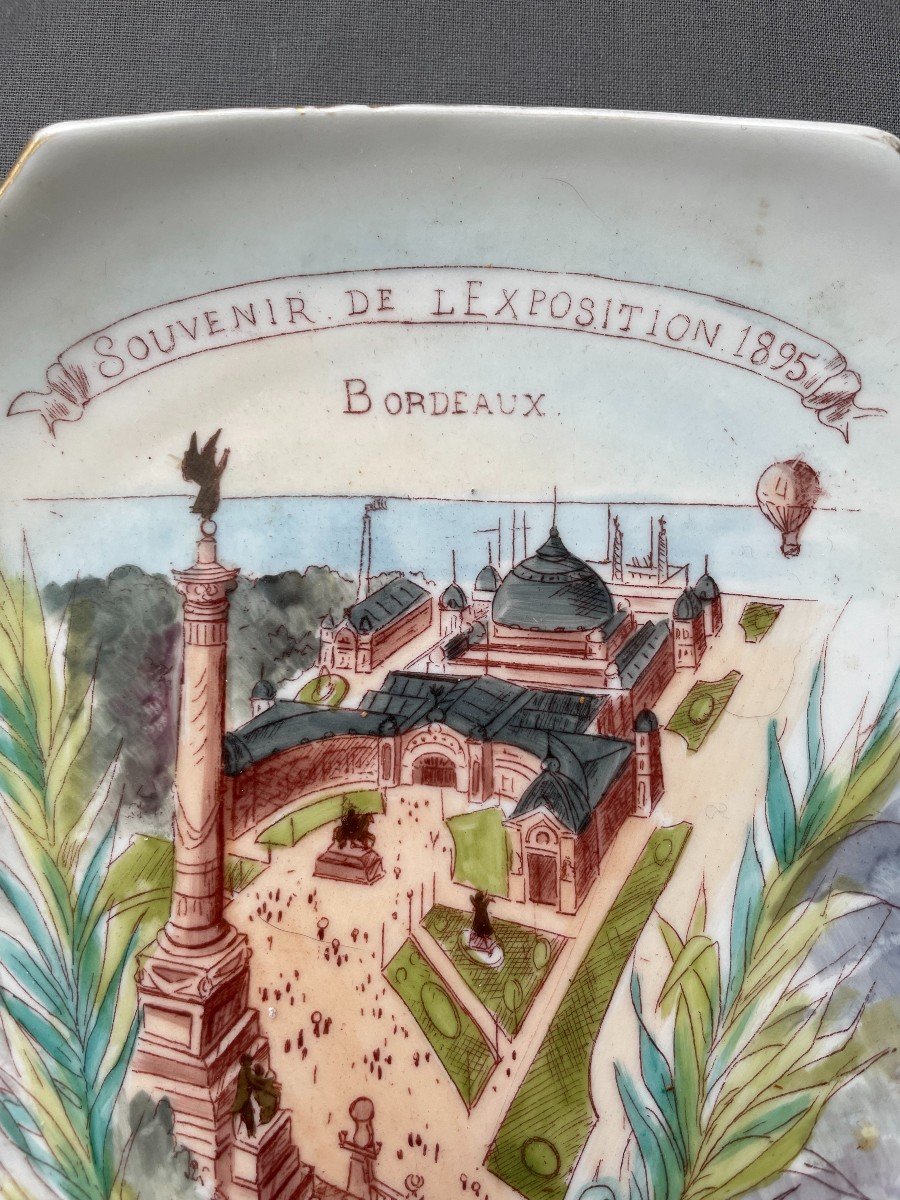 Bordeaux, Souvenir De l'Exposition, 1895, Assiette En Porcelaine Peinte-photo-2