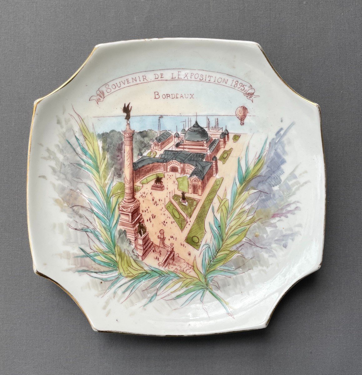 Bordeaux, Souvenir De l'Exposition, 1895, Assiette En Porcelaine Peinte