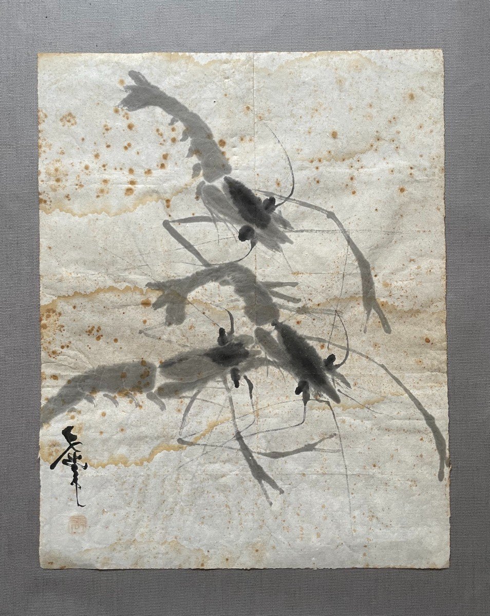 Shrimp, Chinese Painting, First Half Of The 20th Century-photo-1