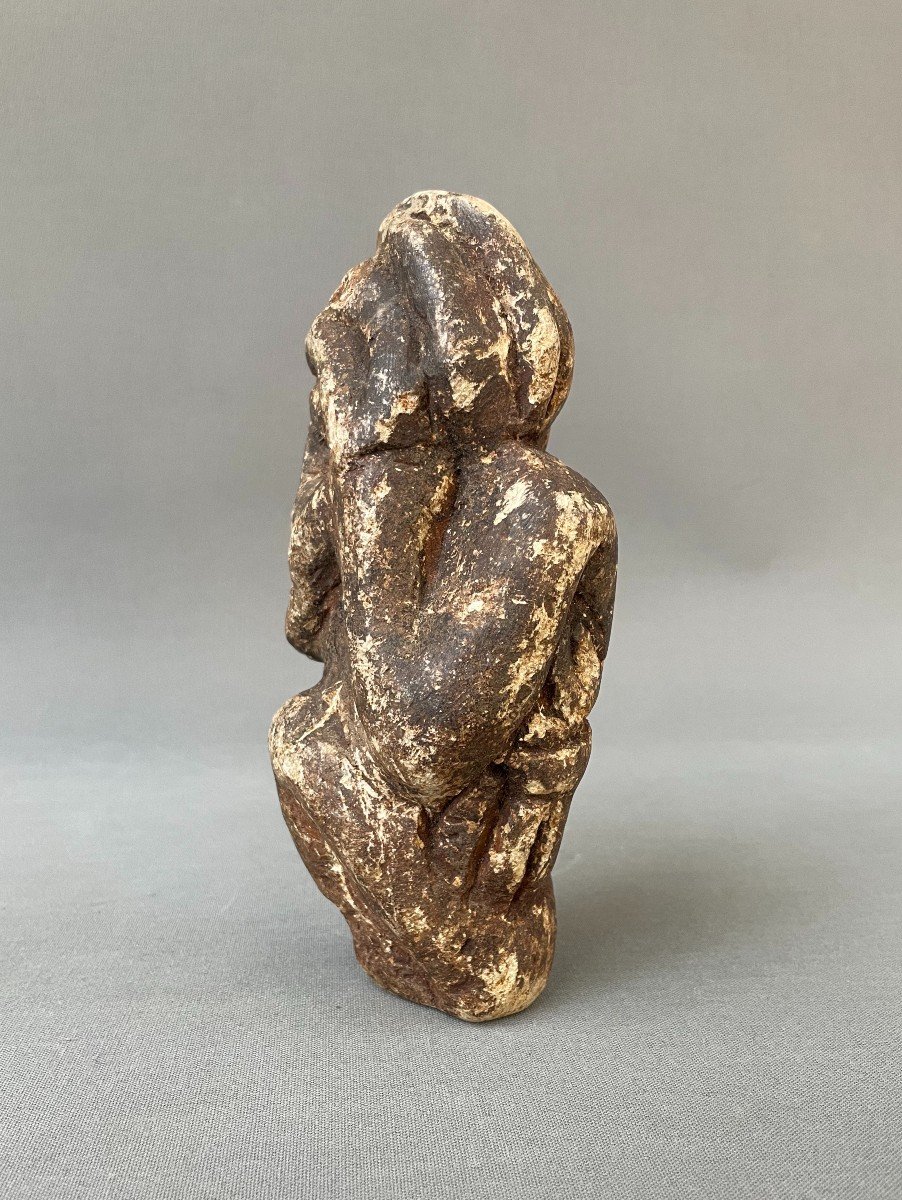 Anthropomorphic Statue In Patinated Stone, Tribal Art-photo-4