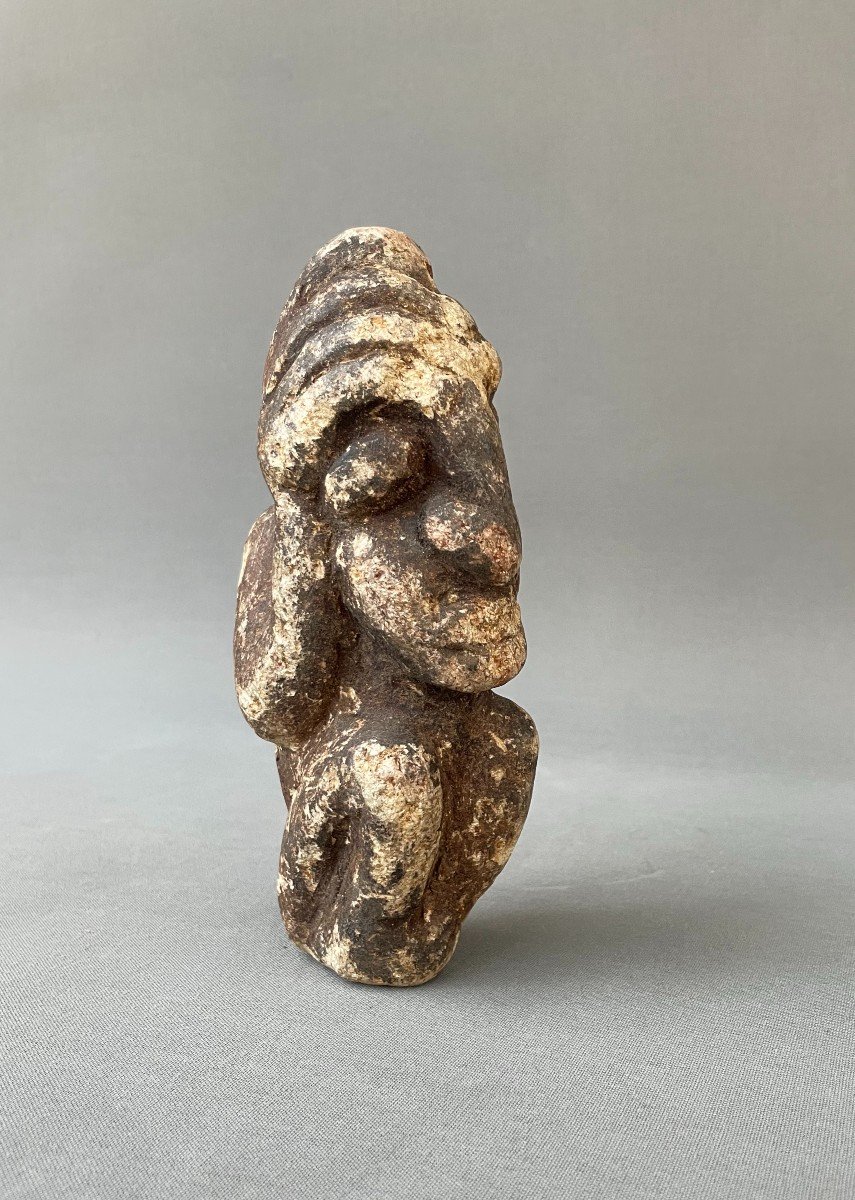 Anthropomorphic Statue In Patinated Stone, Tribal Art