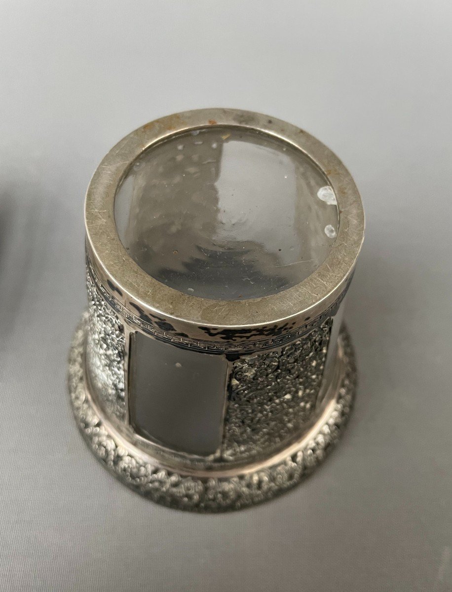 Silver And Glass Sugar Bowl, Indochina, 19th Century-photo-4