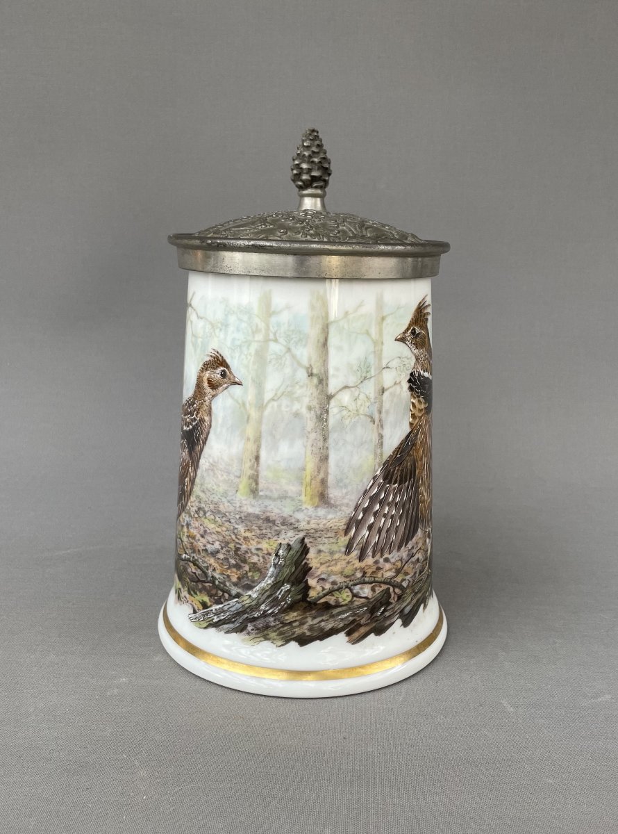 Porcelain Tankard Decorated With A Hunting Theme, Franklin Porcelain, Limoges-photo-3