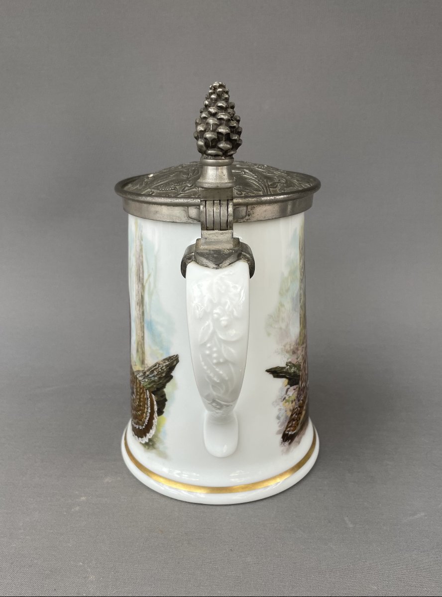 Porcelain Tankard Decorated With A Hunting Theme, Franklin Porcelain, Limoges-photo-3