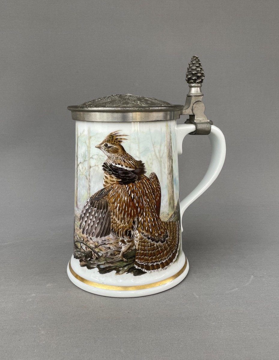 Porcelain Tankard Decorated With A Hunting Theme, Franklin Porcelain, Limoges